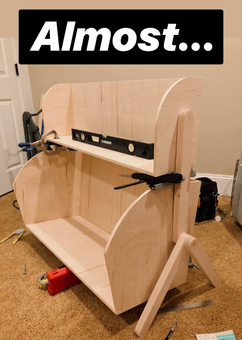 Detail view of the maple legs and plywood body