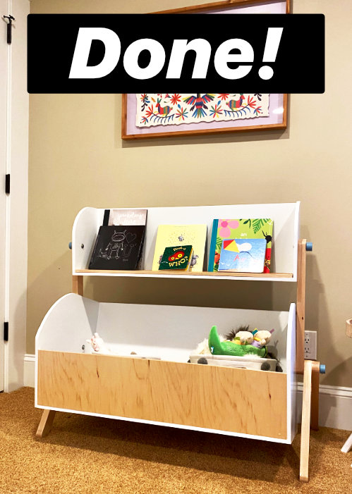 Top bookshelf with books on the toychest